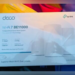 Brand new in box sealed Deco Wi-fi 7 BE11000 system with 3 devices. $720 listed